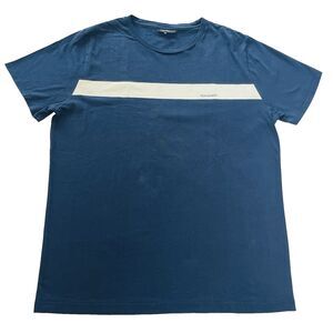 RON DORFF Paris Mens XXL Navy Blue White Stripe 100% Cotton T-Shirt Designer